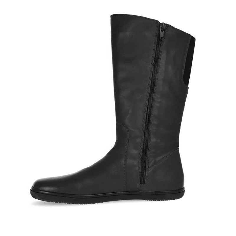 Angles Women's Leather Boot Maira - Black, inner side view showing zip