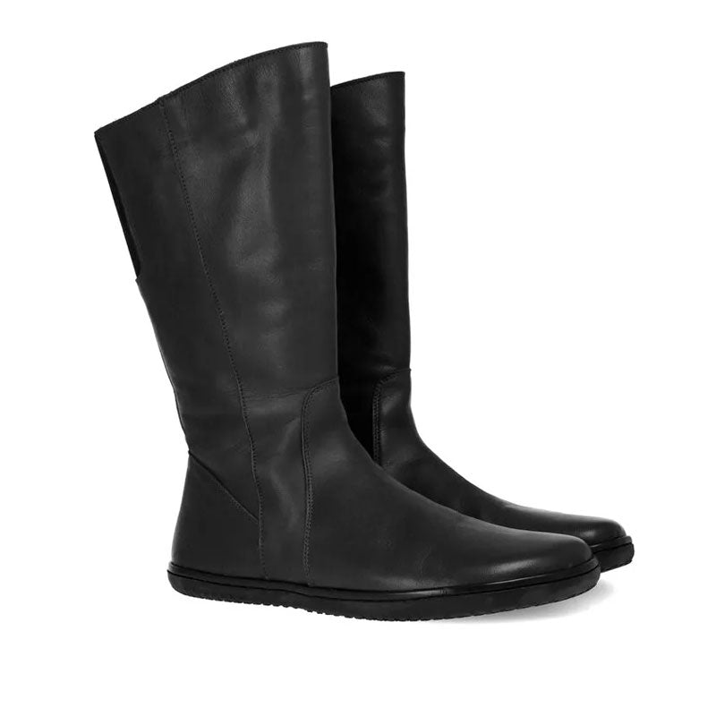 Pair of Angles Women's Leather Boots Maira - Black, angled view showing outer side