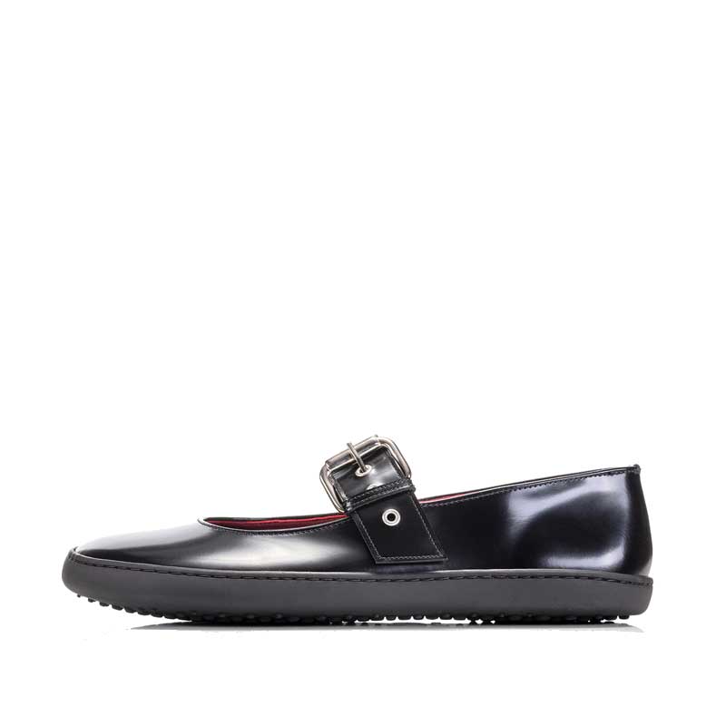 Shapen Women's Mary Jane Coco Ballerina Shoe - Black, outer side view.