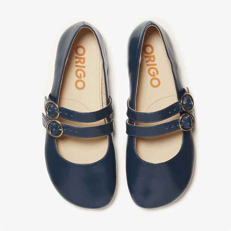 Origo Women's Double Strap Mary Jane Shoes - Patent Teal
