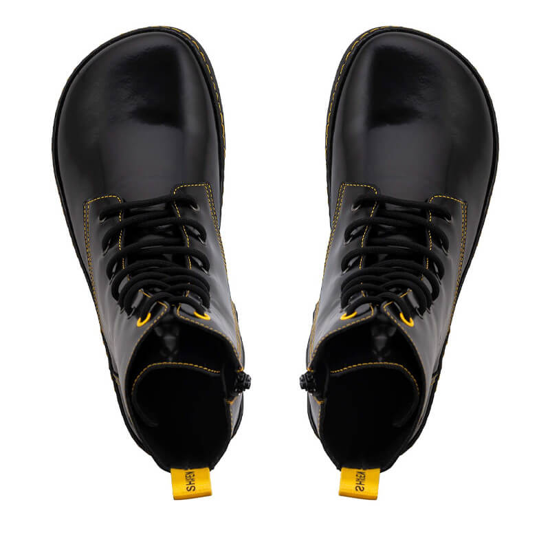 Pair of Shapen Adults Maverick Combat Boots - Black, top view.
