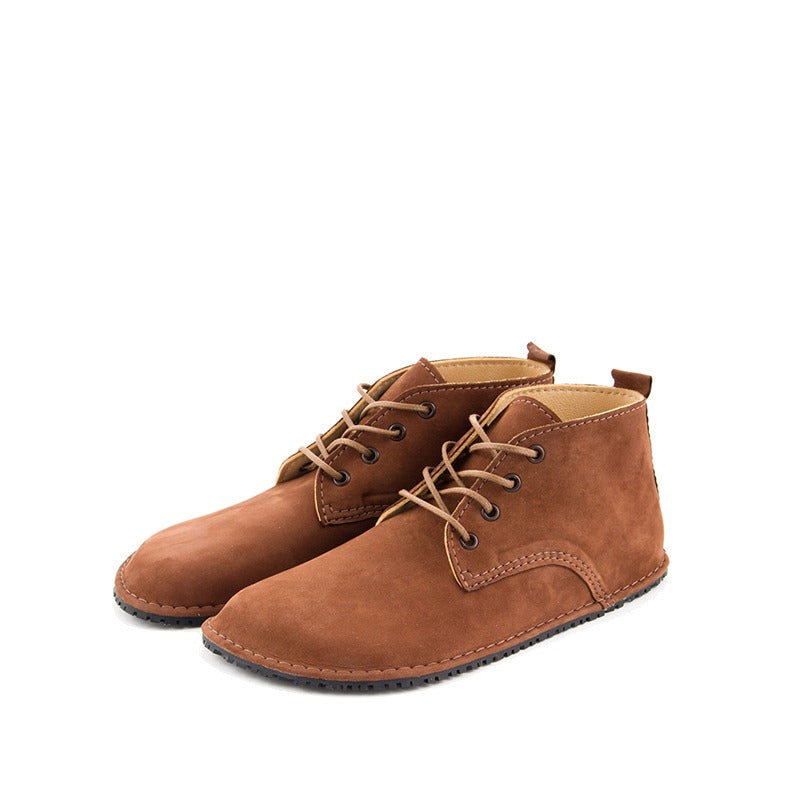 Pair of Luks Milagro Premium All-Year Round Shoes in brown, angled view showing outer side and front.