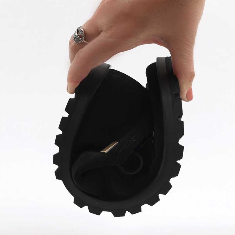Tikki Lang.S Women's Shoe Mira - Black, folded up.