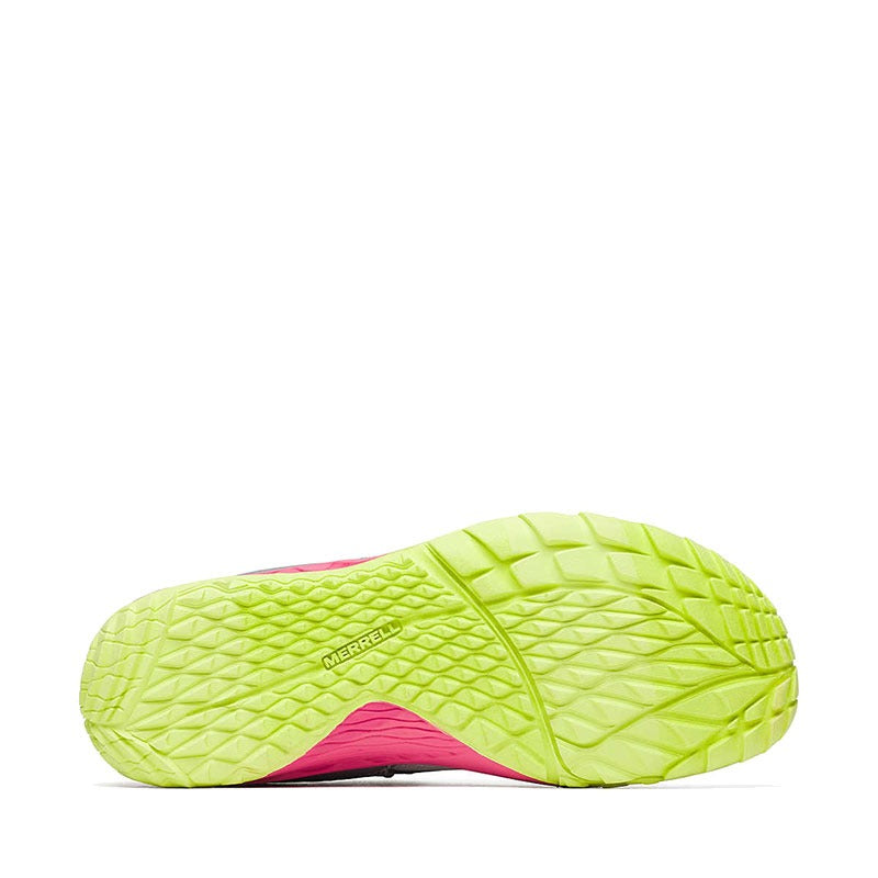 Merrell Kids Trail Glove 7 Shoe - Grey and Pink, sole view.