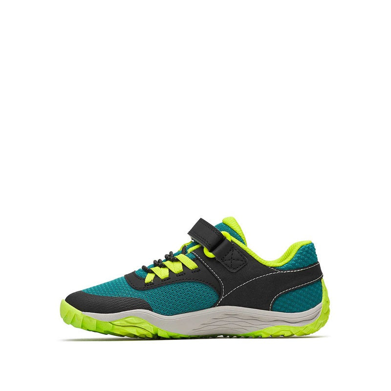 Merrell Kids Trail Glove 7 Shoe - Black and Teal, inner side view.