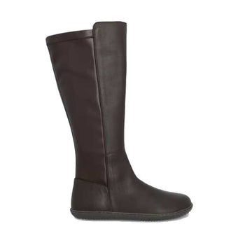 Groundies Women's Mona Stretch Boot in brown, outer side view.