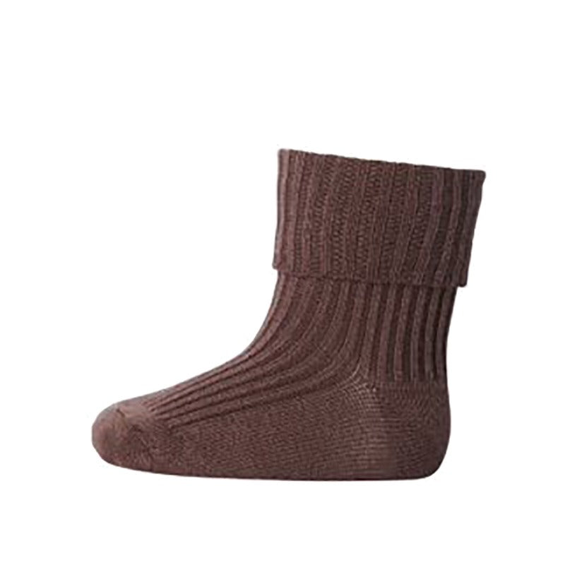 MP Denmark Kids Wool Rib Sock - Brown Sienna.