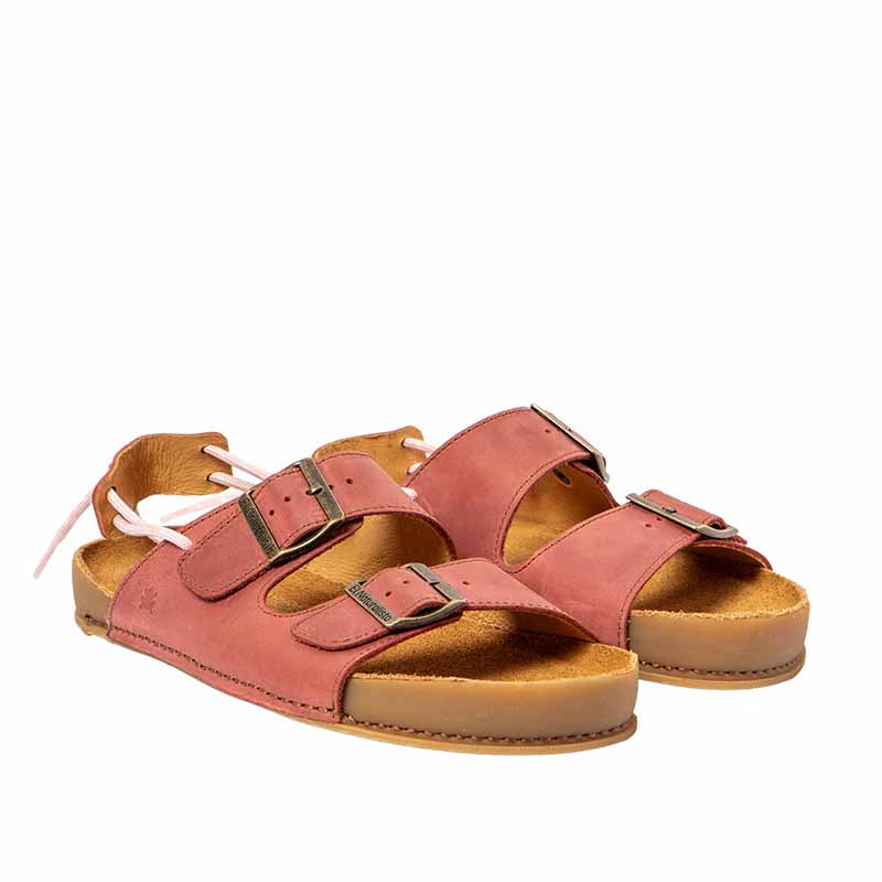 Pair of El Naturalista Barefoot Horizon Sandals - Blush, angled view showing outer side and front.