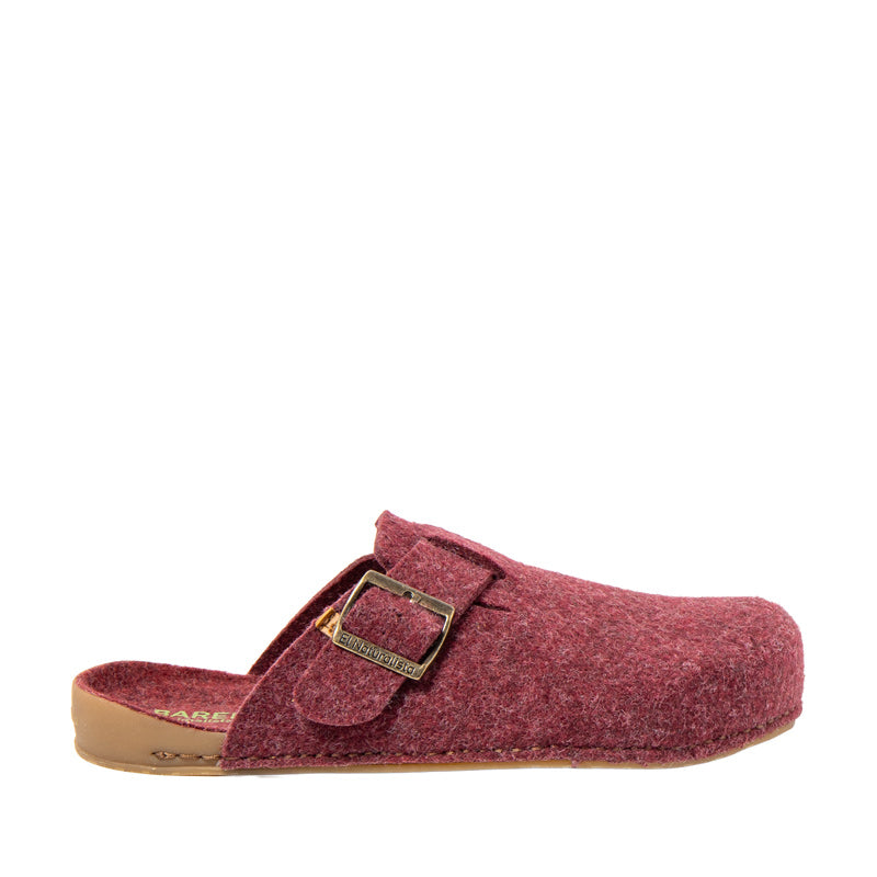 El Naturalista Barefoot Felt Slipper - Burgundy, outer side view.