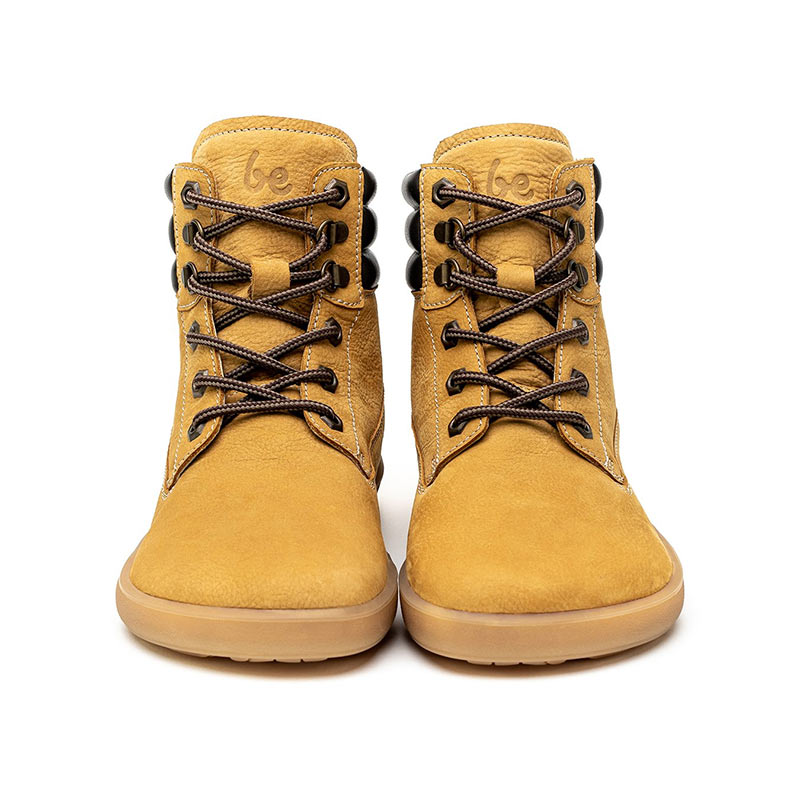 Pair of Be Lenka Adults Boots Nevada Neo - Mustard, front view showing laces