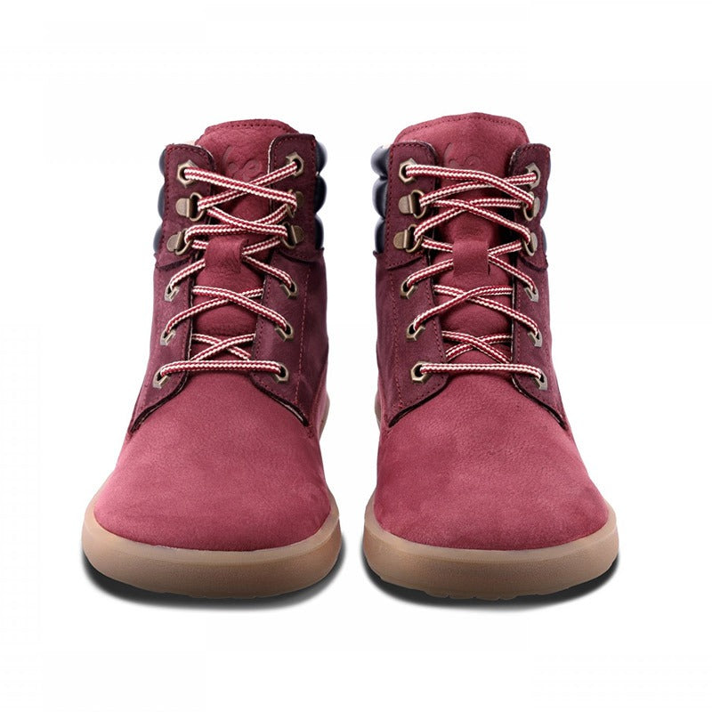 Pair of Be Lenka Adults Boots Nevada Neo - Burgundy, front view showing laces