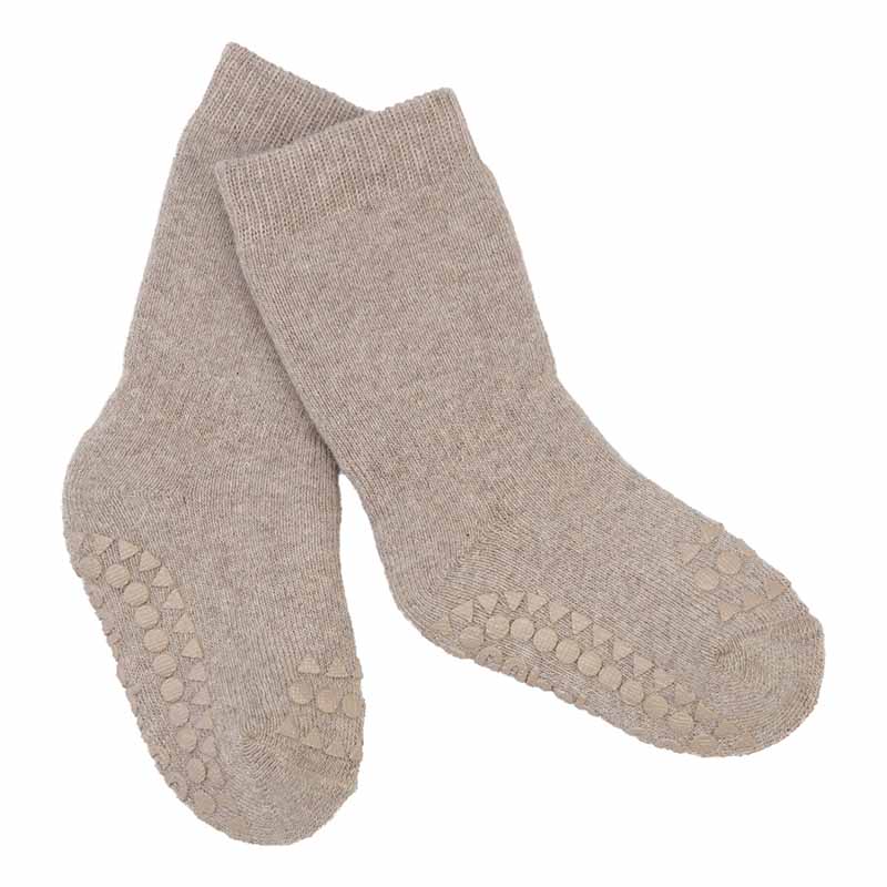 Go Baby Go Non-Slip Organic Cotton Socks in sand.