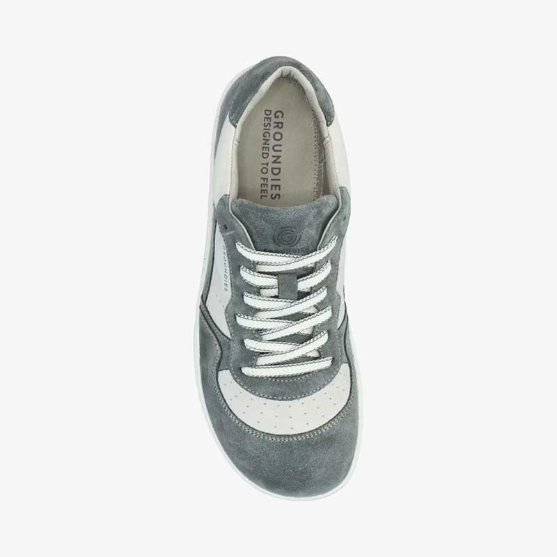 Groundies Adults Nova GS1 Trainer in sage green, top view.
