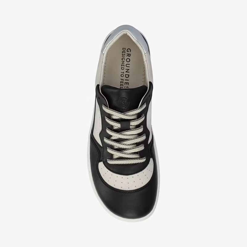 Groundies Adults Nova GS1 Trainer - Black and White, top view.