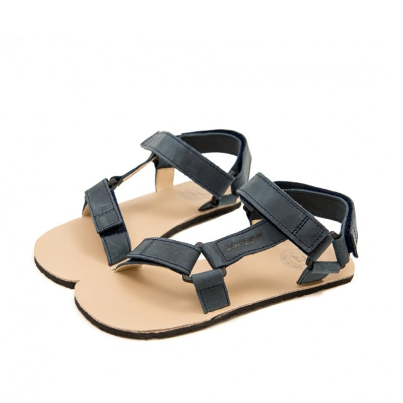 Pair of Zeazoo Kids Sandals Olymp - Crazy Blue, angled view showing outer side and front.