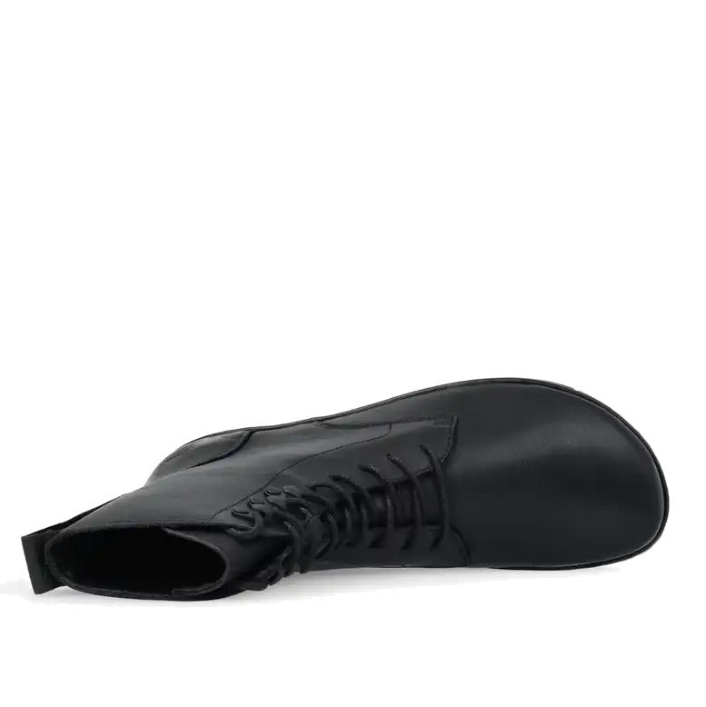 Angles Women's Leather Boot Orpheus - Black, top view showing laces