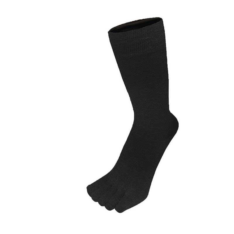 TOTETOE Adults Outdoor Wool Mid-Calf Toe Sock - Black.