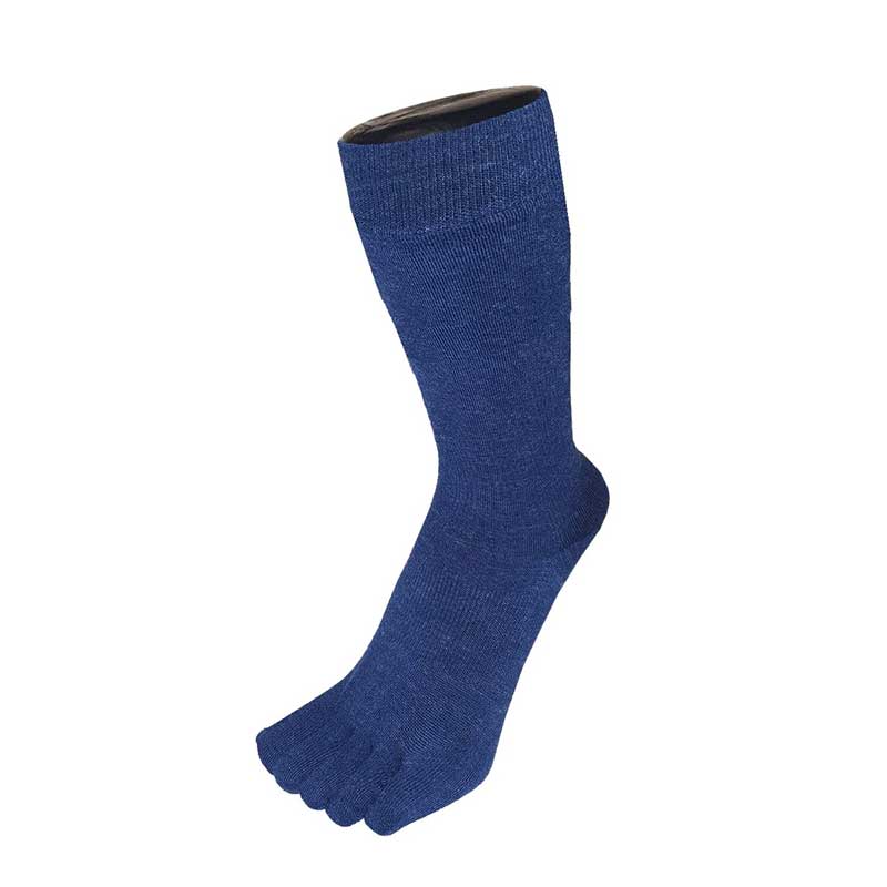TOTETOE Adults Outdoor Wool Mid-Calf Toe Socks - Denim