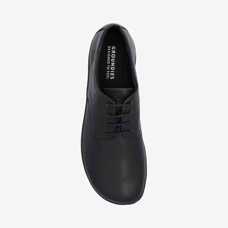 Groundies Men's Palermo GO1 Shoe in black, top view.