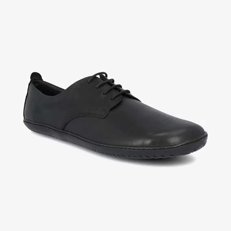 Groundies Men's Palermo GO1 Shoe in black, angled view showing outer side and front.