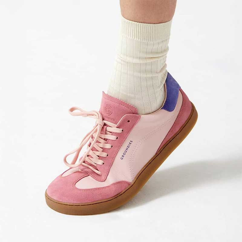 Person wearing Groundies Adults Panama Trainers - Pink Orchid.
