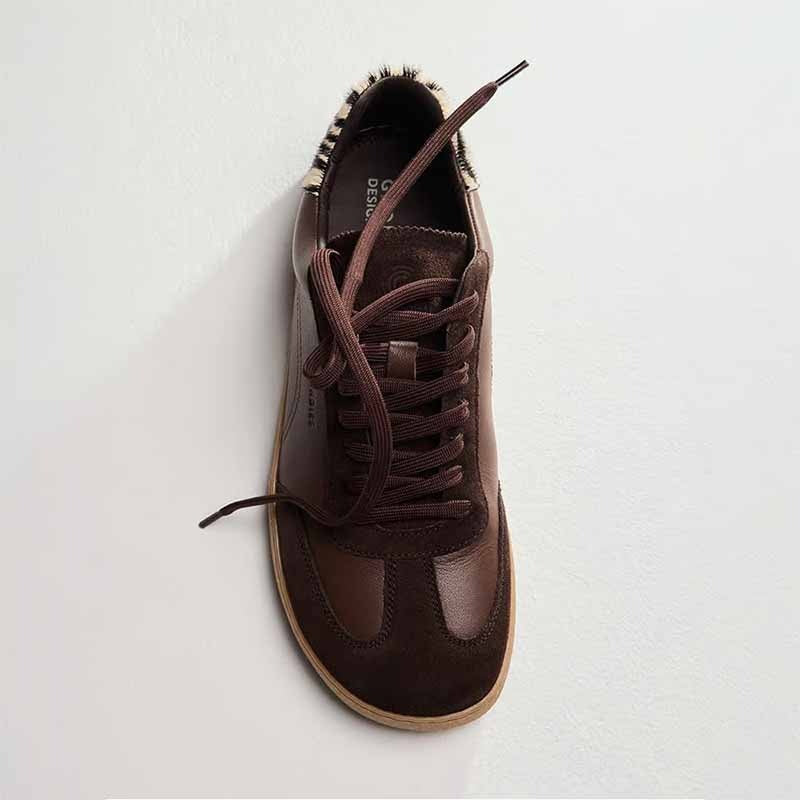 Groundies Adults Panama Trainers - Espresso/Zebra