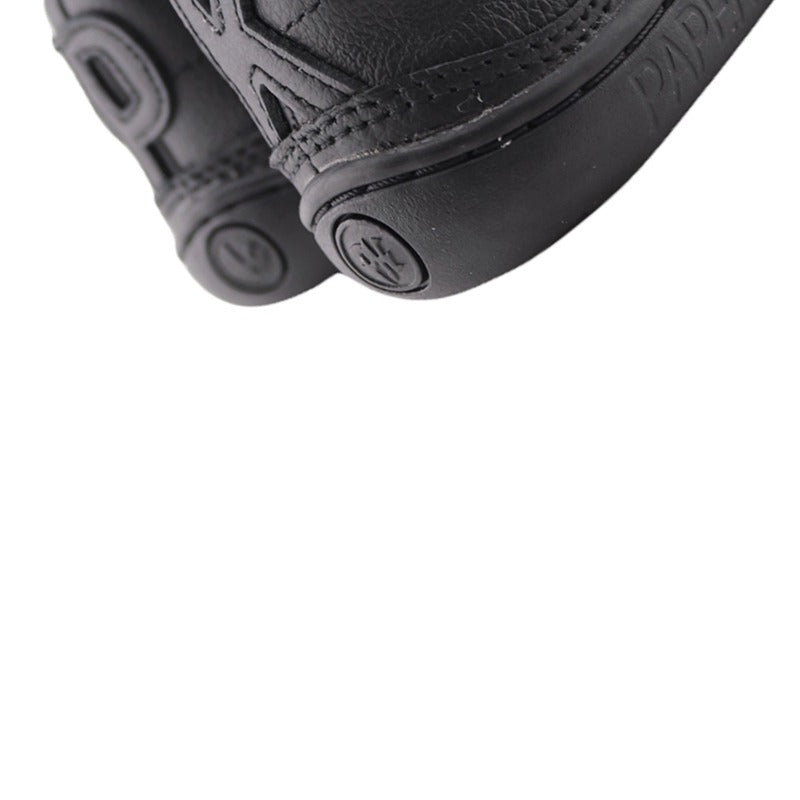 Pair of PaperKrane Kids Ruler Shoes in black, close up of rear.