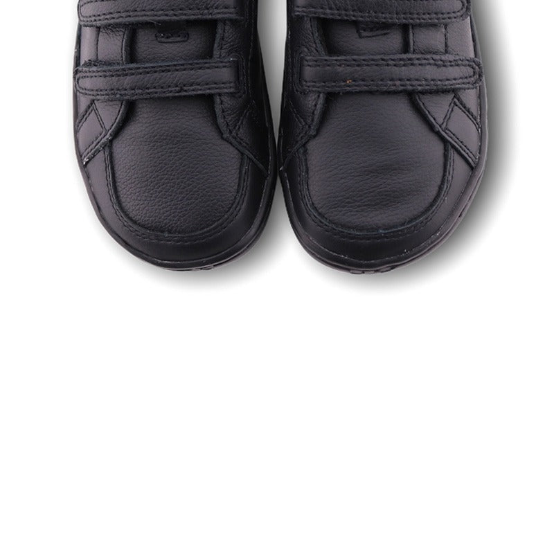 Pair of PaperKrane Kids Ruler Shoes in black, top view showing toe box.