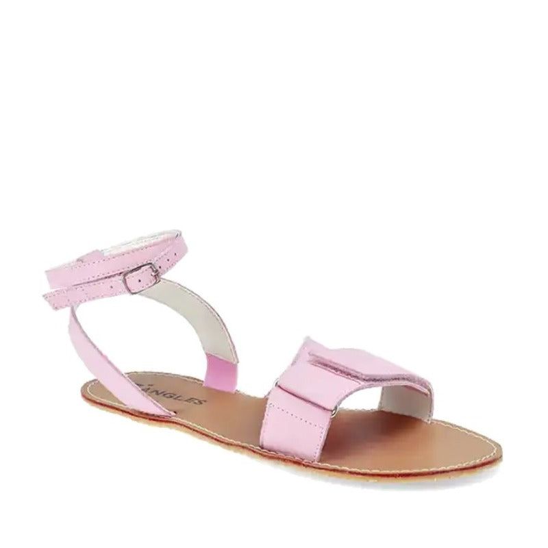 Angles Women's Leather Sandals Penelope - Rose, angled view showing outer side
