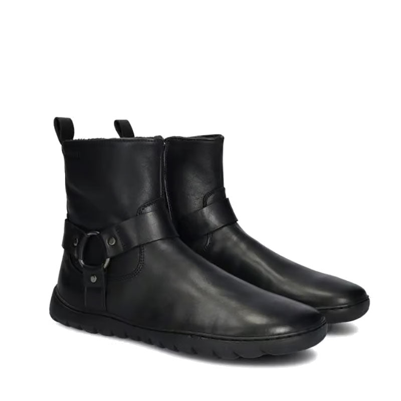 Pair of Groundies Women's Phoenix 2.0 Boots in black, angled view showing outer side and front.