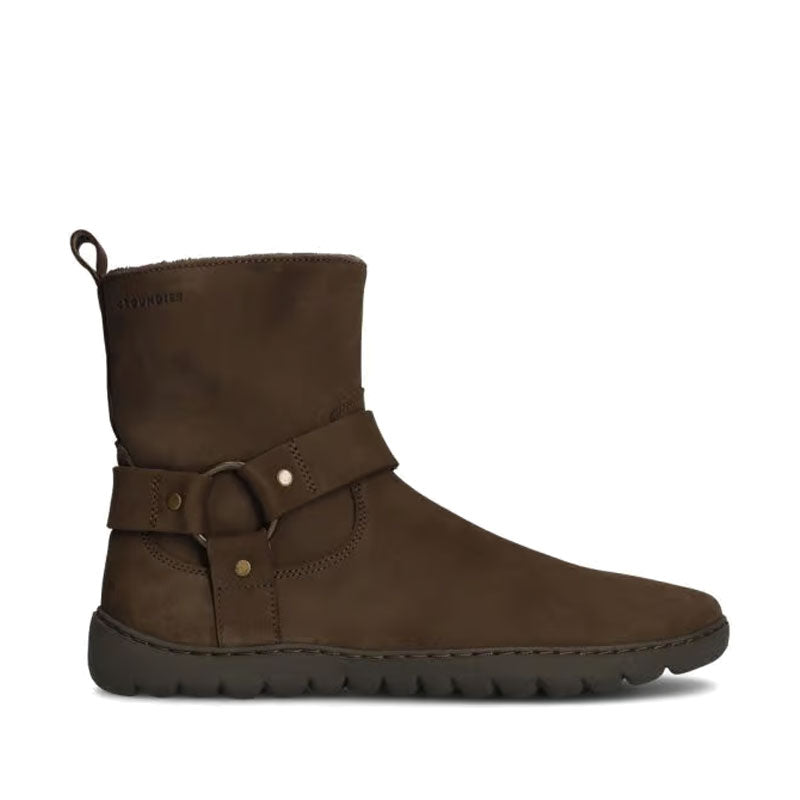 Groundies Women's Phoenix 2.0 Boot in chocolate, outer side view.