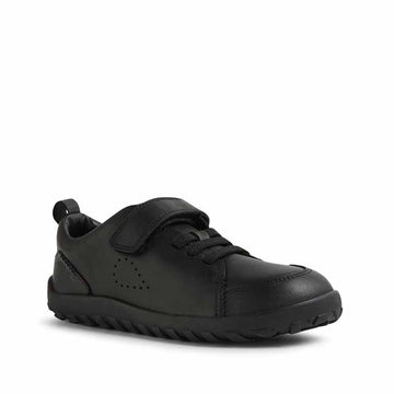 Bobux Alpha Prime School Shoe - Black, angled outer side view