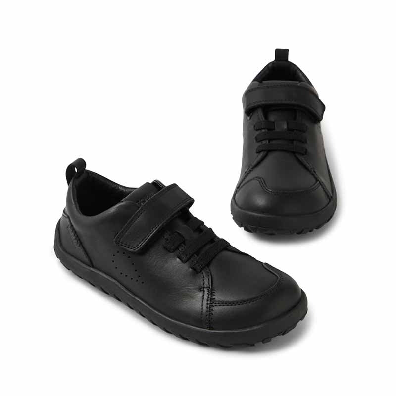 Pair of Bobux Alpha Prime School Shoes - Black, front, top and outer side view