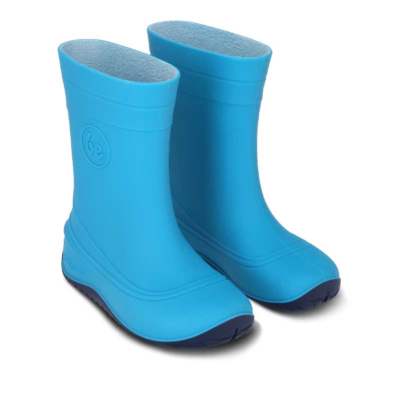 Pair of Be Lenka Kids Wellies Pudds - Aqua Blue, angled side view