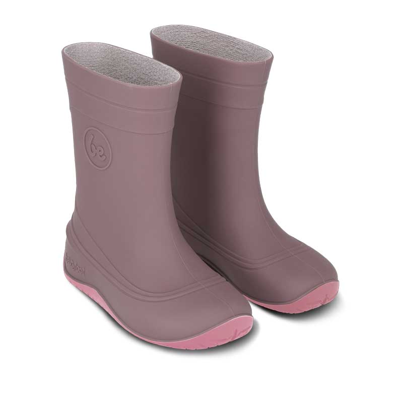 Pair of Be Lenka Kids Wellies Pudds - Misty Pink, angled side view