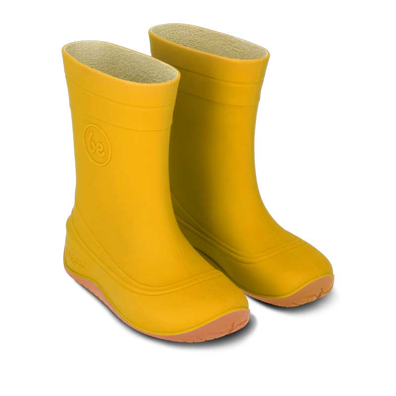 Pair of Be Lenka Kids Wellies Pudds - Yellow, angled side view