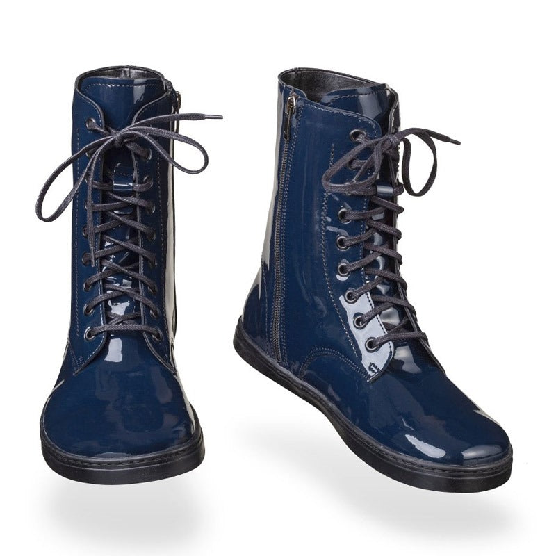 Pair of Peerko Adults Boots Pulse - Lapis, front and inner side view.