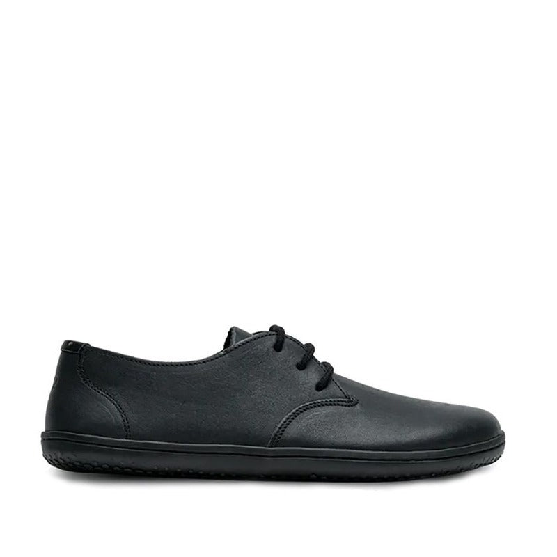 Vivobarefoot Women's Dress Shoe Ra - Obsidian, outer side view.