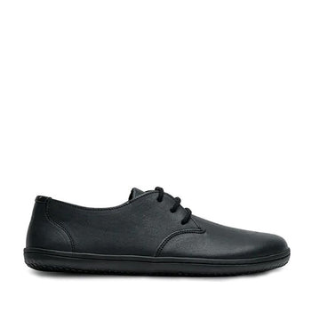Vivobarefoot Women's Dress Shoe Ra - Obsidian, outer side view.