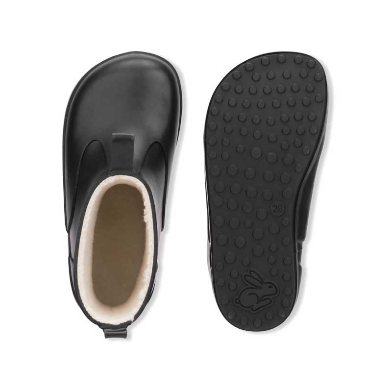 Pair of Bundgaard Kids Wellies Rain - Black, top and sole view.