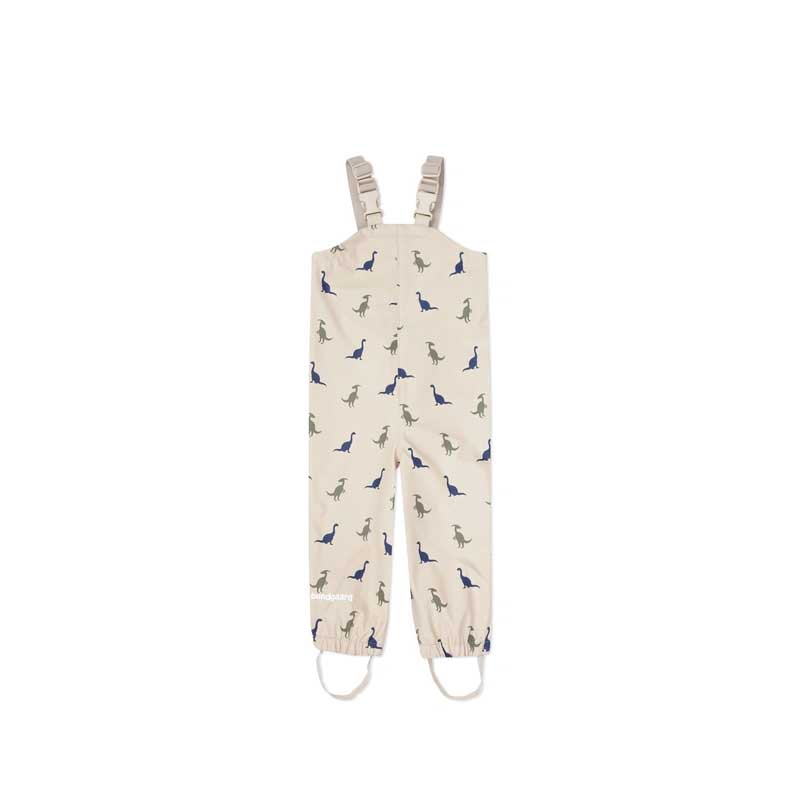Bundgaard Kids Rain Set - Ivory Dino, waterproof dungarees