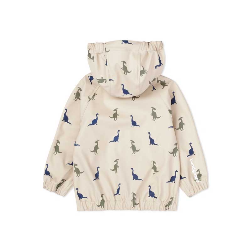 Bundgaard Kids Rain Set - Ivory Dino, back of waterproof jacket