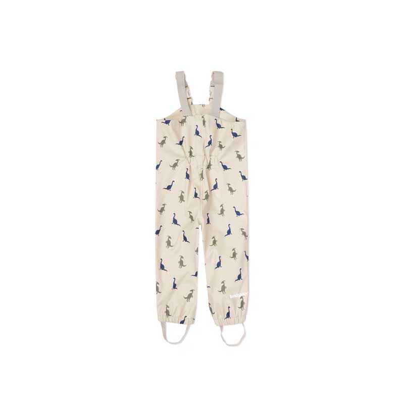 Bundgaard Kids Rain Set - Ivory Dino, back of waterproof dungarees