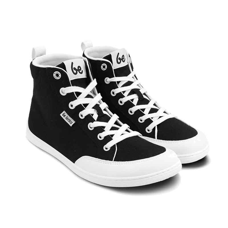 Pair of Be Lenka Adults High Top Trainers Rebound - Black and White, angled side view