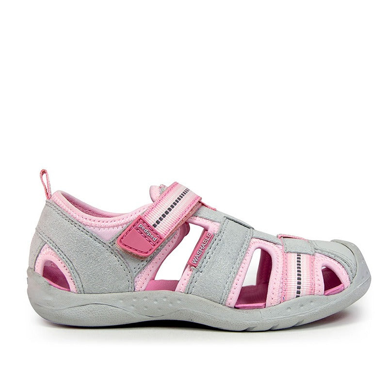 Pediped Flex Kids Sahara Sandal - Pink Cloud, outer side view.