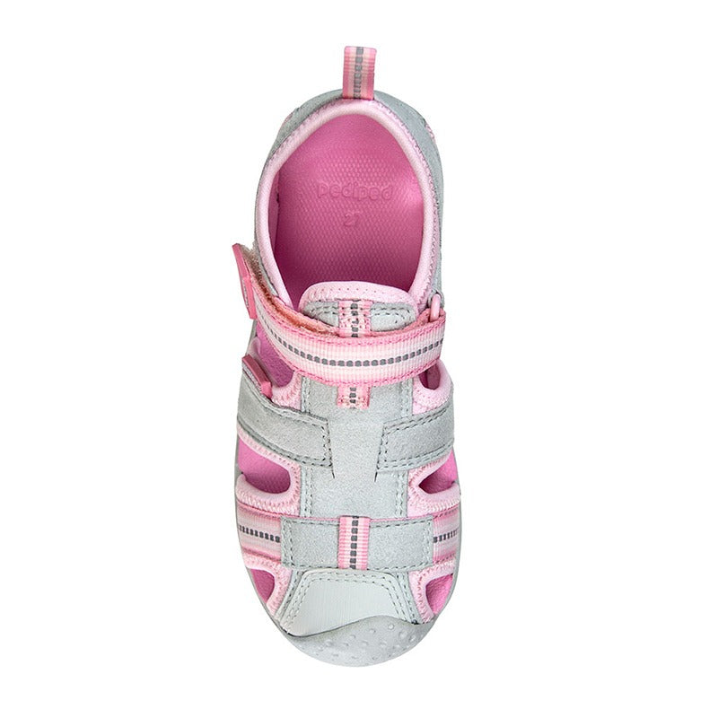 Pediped Flex Kids Sahara Sandal - Pink Cloud, top view.