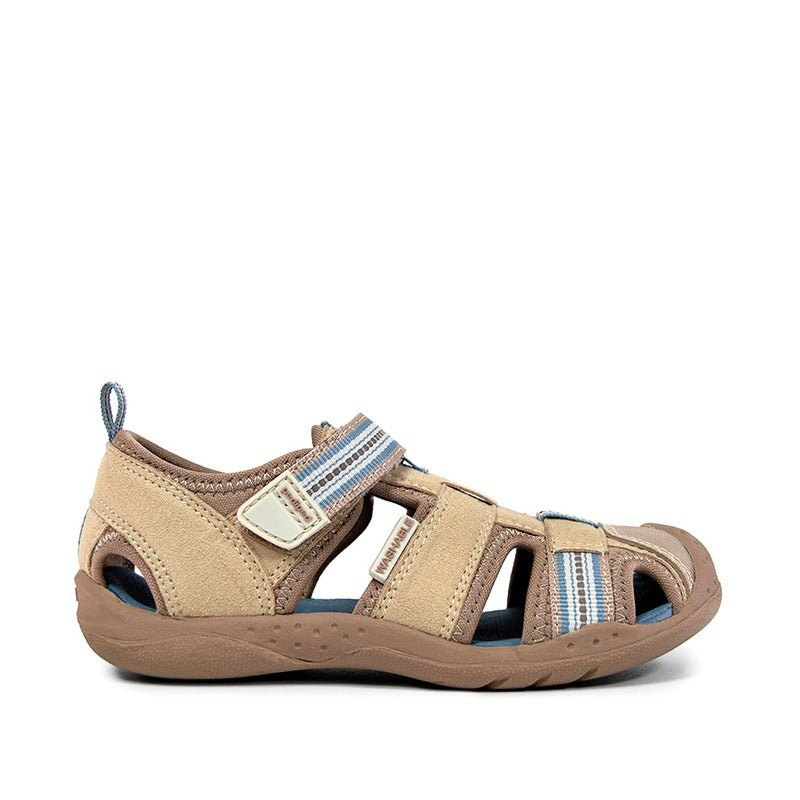 Pediped Flex Kids Sahara Sandal in sand, outer side view.