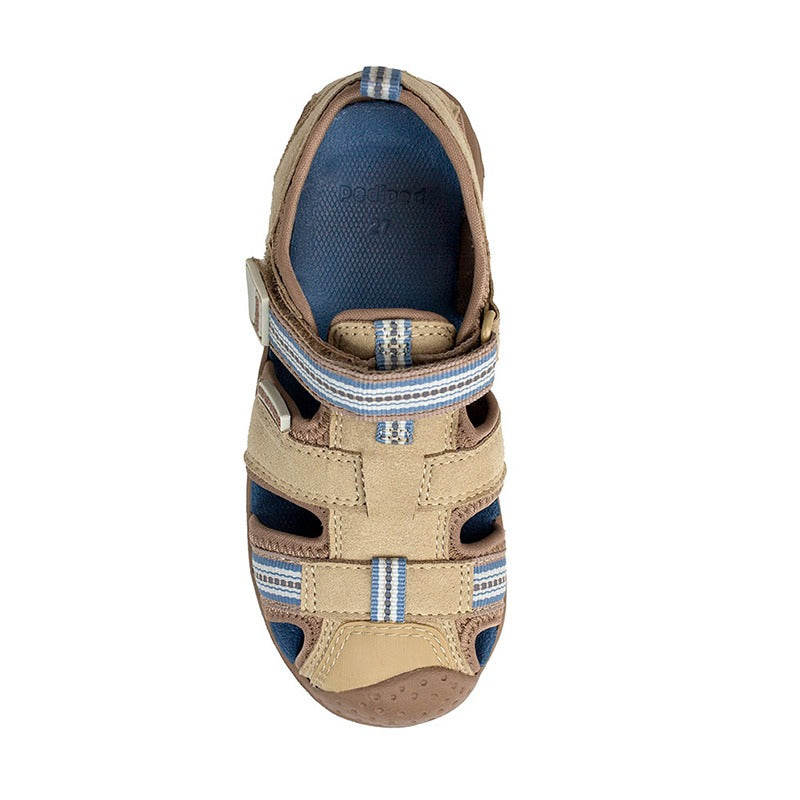 Pediped Flex Kids Sahara Sandal in sand, top view.