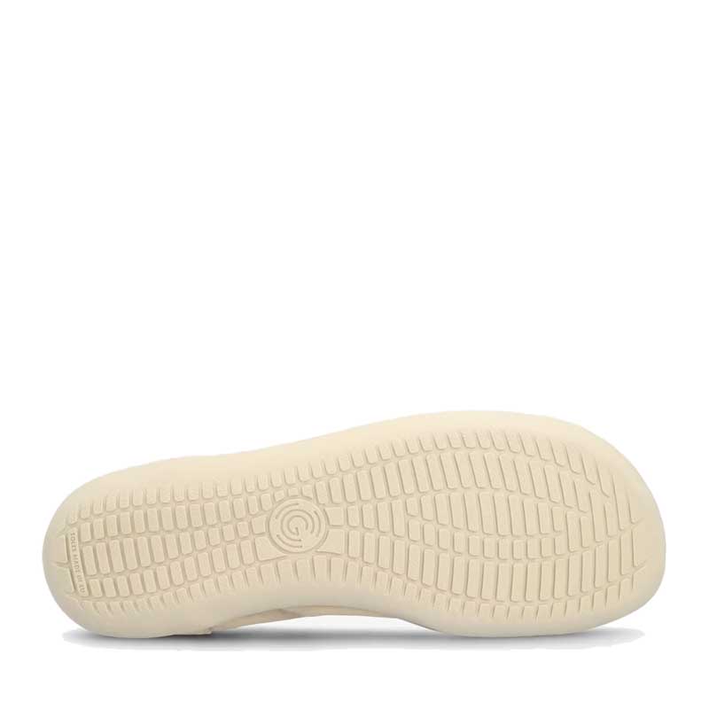 Groundies Women's Ruby 2.0 Ballet Shoe in cream, sole view.