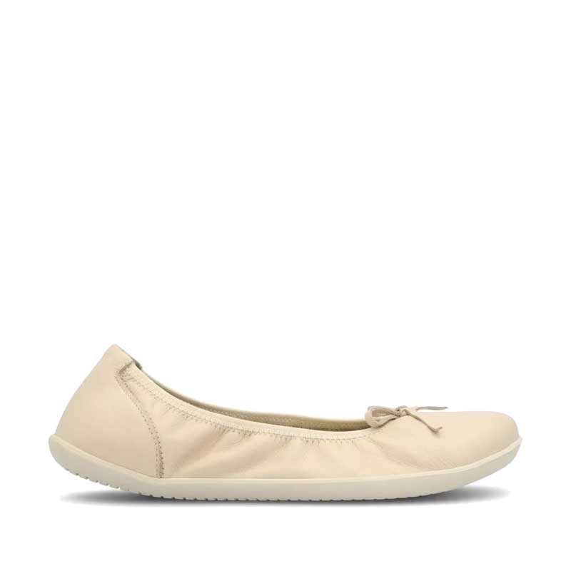 Groundies Women's Ruby 2.0 Ballet Shoe in cream, outer side view.